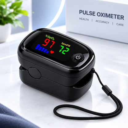 Finger Tip Pulse Oximeter – Digital SpO2 Blood Oxygen & Pulse Rate Monitor