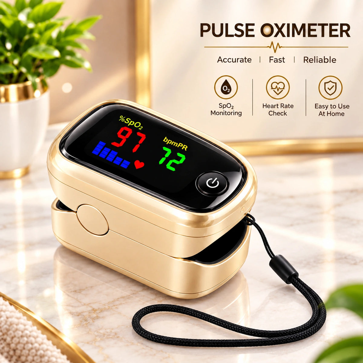 Finger Tip Pulse Oximeter – Digital SpO2 Blood Oxygen & Pulse Rate Monitor