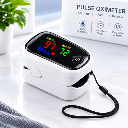 Finger Tip Pulse Oximeter – Digital SpO2 Blood Oxygen & Pulse Rate Monitor